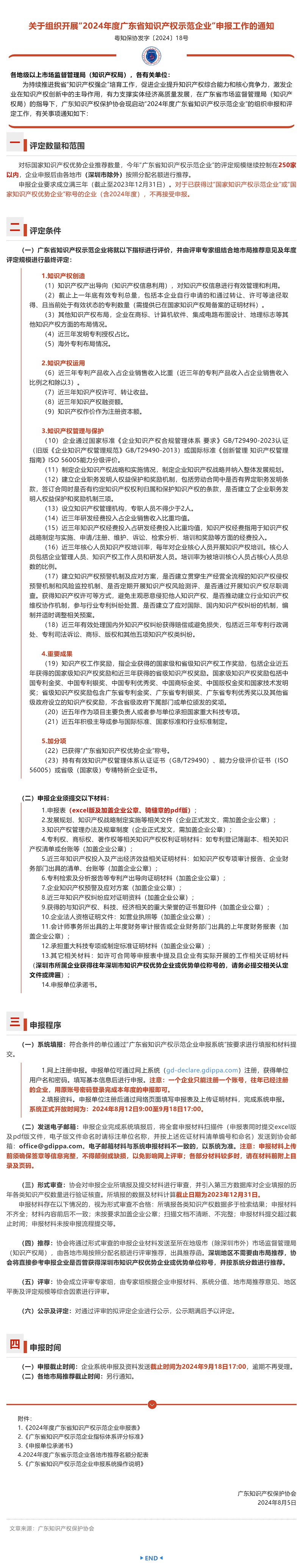 重要通知！2024年度廣東省知識產權示范企業申報工作啟動_壹伴長圖1